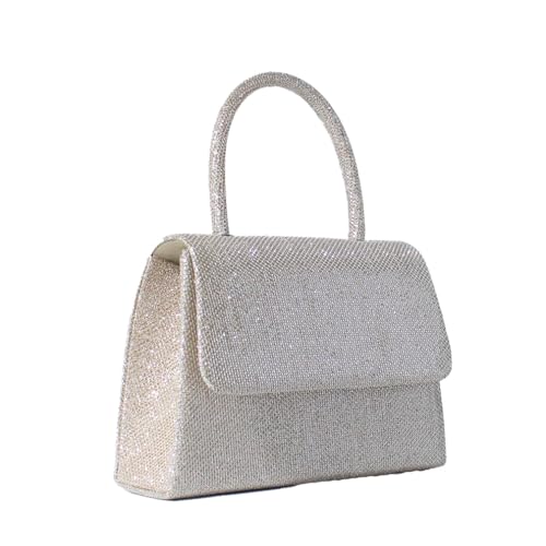 Qiantull Clutch Damen Glitzer Handtasche Abendtasche Brauttasche Elegant Clutch Tasche Crossbody Envelope Schultertaschen mit Kette Pailletten Handtasche für Hochzeit Party Date Champagner von Qiantull
