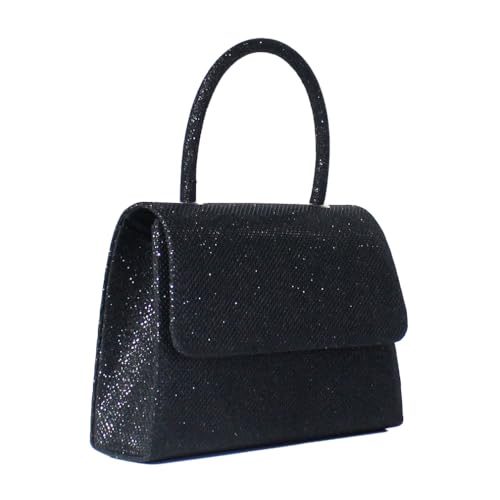 Qiantull Clutch Damen Glitzer Handtasche Abendtasche Brauttasche Elegant Clutch Tasche Crossbody Envelope Schultertaschen mit Kette Pailletten Handtasche für Hochzeit Party Date Schwarz von Qiantull