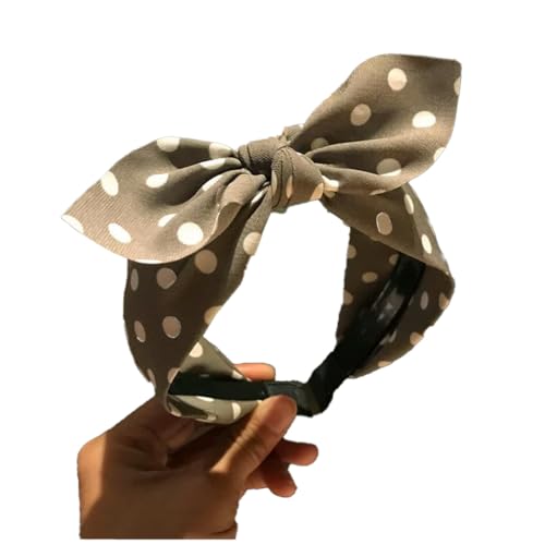 Qiantull Haarreif mit Schleife Haarreifen Breit Stirnband Haarband Kopfband Schleifen Stirnbänder Vintage Gepunktet Haarbänder Haarschmuck Haar-Zubehör für Frauen Mädchen Grau 2# von Qiantull