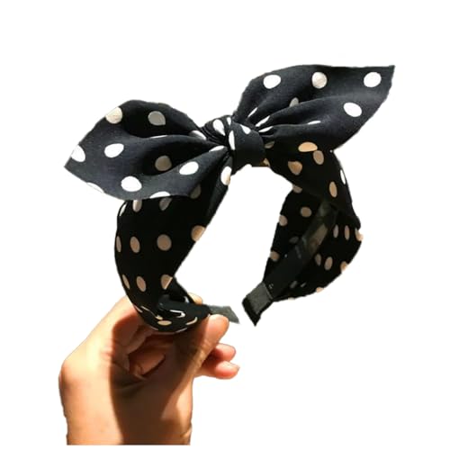 Qiantull Haarreif mit Schleife Haarreifen Breit Stirnband Haarband Kopfband Schleifen Stirnbänder Vintage Gepunktet Haarbänder Haarschmuck Haar-Zubehör für Frauen Mädchen Marineblau 2# von Qiantull