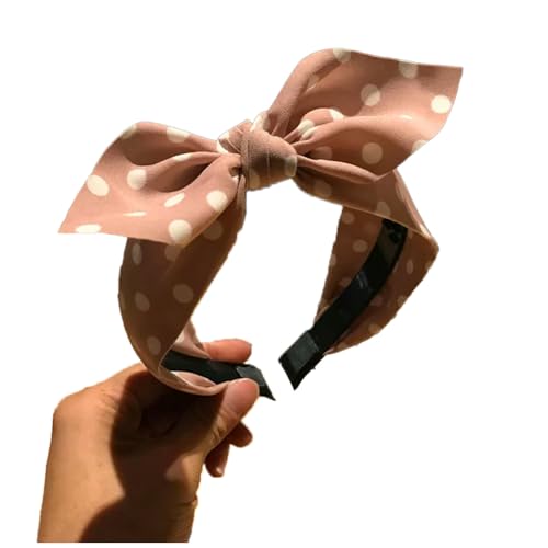 Qiantull Haarreif mit Schleife Haarreifen Breit Stirnband Haarband Kopfband Schleifen Stirnbänder Vintage Gepunktet Haarbänder Haarschmuck Haar-Zubehör für Frauen Mädchen Rosa von Qiantull