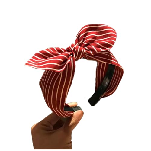 Qiantull Haarreif mit Schleife Haarreifen Breit Stirnband Haarband Kopfband Schleifen Stirnbänder Vintage Gepunktet Haarbänder Haarschmuck Haar-Zubehör für Frauen Mädchen Weinrot von Qiantull