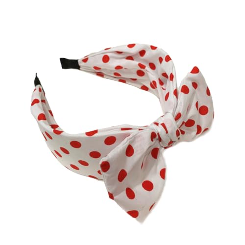 Qiantull Haarreifen Breit Stirnband Damen Haarreif mit Schleife Haarband Kopfband Schleifen Stirnbänder Vintage Gepunktet Haarbänder Haarschmuck Kopfbedeckung für Mädchen Frauen Rot-Punkt von Qiantull