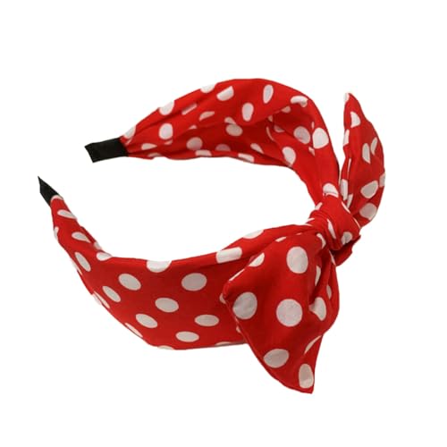 Qiantull Haarreifen Breit Stirnband Damen Haarreif mit Schleife Haarband Kopfband Schleifen Stirnbänder Vintage Gepunktet Haarbänder Haarschmuck Kopfbedeckung für Mädchen Frauen Rot von Qiantull