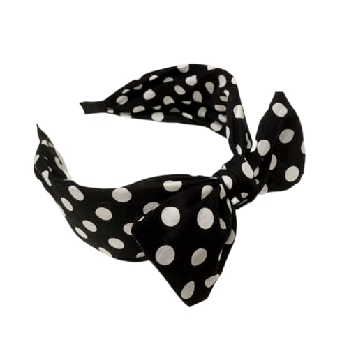 Qiantull Haarreifen Breit Stirnband Damen Haarreif mit Schleife Haarband Kopfband Schleifen Stirnbänder Vintage Gepunktet Haarbänder Haarschmuck Kopfbedeckung für Mädchen Frauen Schwarz von Qiantull