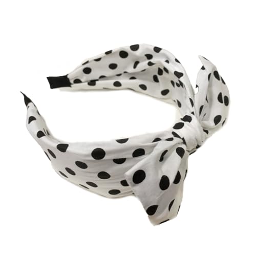 Qiantull Haarreifen Breit Stirnband Damen Haarreif mit Schleife Haarband Kopfband Schleifen Stirnbänder Vintage Gepunktet Haarbänder Haarschmuck Kopfbedeckung für Mädchen Frauen Weiß von Qiantull