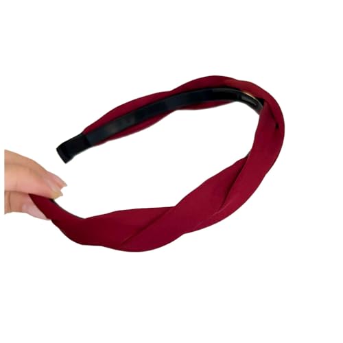 Qiantull Haarreifen Damen Haarreif Geflochtenes Stirnbänder Stirnband Haarschmuck Stoff Haarbänder Rutschfestes Haarreifen Modische Kopfschmuck Zubehör für Frauen und Mädchen rot von Qiantull