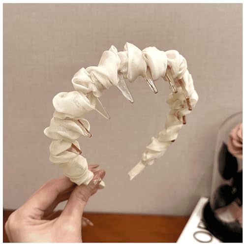 Qiantull Haarreifen Damen Stirnbänd Haarreif Stirnband Stirnbänder Haarband Haarschmuck Stoff Haarbänder Kopfschmuck Anti-Rutsch Haarreifen Zubehör für Frauen und Mädchen beige 2# von Qiantull