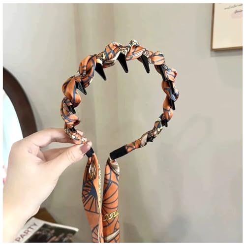 Qiantull Haarreifen Damen Stirnbänd Haarreif Stirnband Stirnbänder Haarband Haarschmuck Stoff Haarbänder Kopfschmuck Anti-Rutsch Haarreifen Zubehör für Frauen und Mädchen orange von Qiantull