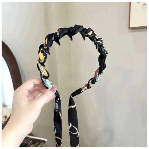 Qiantull Haarreifen Damen Stirnbänd Haarreif Stirnband Stirnbänder Haarband Haarschmuck Stoff Haarbänder Kopfschmuck Anti-Rutsch Haarreifen Zubehör für Frauen und Mädchen schwarz 5# von Qiantull