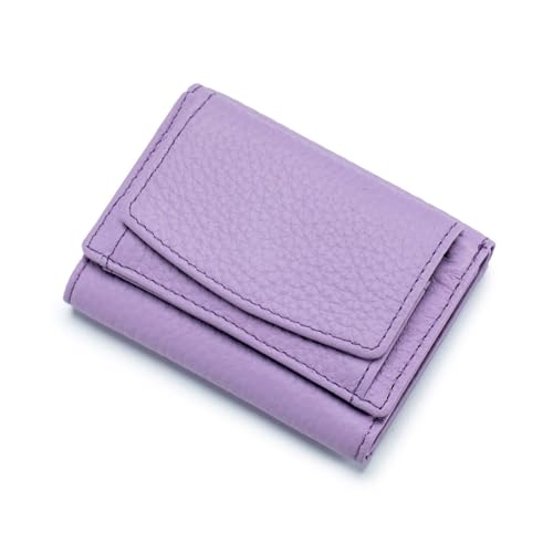 Qiantull Kleine Geldbörse Damen Geldbeutel Echtleder Mini Portemonnaie mit RFID Schutz Kreditkartenetui Münzfach Geldbörse Geldtasche für Frauen und Mädchen 7 x 10 x 3 cm Hellviolett von Qiantull