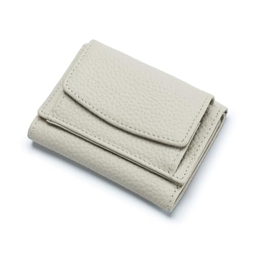 Qiantull Kleine Geldbörse Damen Geldbeutel Echtleder Mini Portemonnaie mit RFID Schutz Kreditkartenetui Münzfach Geldbörse Geldtasche für Frauen und Mädchen 7 x 10 x 3 cm Weiß von Qiantull