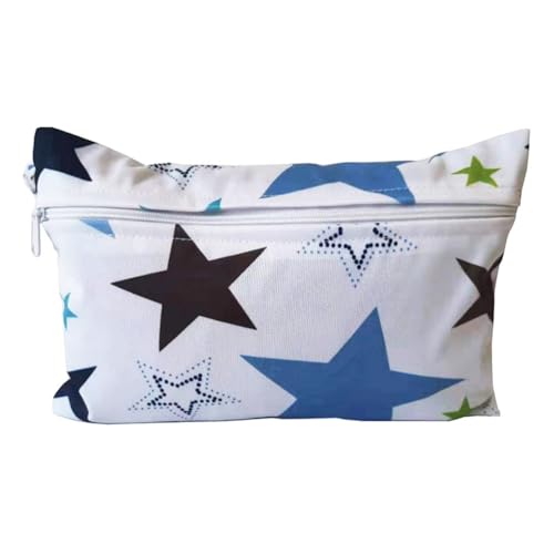 Qiantull Mini Windeltasche mit Bunte Tier-Muster wasserdichte Wetbag Wickeltasche 22 * 15cm Klein Nassbeutel Windel Tasche Wet Dry Cloth Organiser Beutel Babys Schwimmen Reisen StrandPentagramme von Qiantull