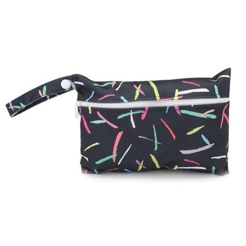 Qiantull Nassbeutel 22x15cm Wetbag Windeltasche Wasserdicht Nasstasche Wickeltasche WindelbeutelWet Bag Windeln Organizer Beutel für Baby Reisen Strand Schwimmen Silberner Schein von Qiantull