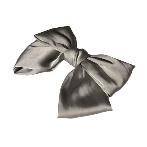 Qiantull Schleife Haarspange Haarschleifen Clip Haarklammern Große Schleife Haarspangen Satin Stoff Haarschleife Haarnadeln Satinbandschleifen Haarschmuck für Frauen Mädchen Grau von Qiantull