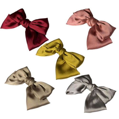 Qiantull Schleife Haarspange Haarschleifen Clip Haarklammern Große Schleife Haarspangen Satin Stoff Haarschleife Haarnadeln Satinbandschleifen Haarschmuck für Frauen Mädchen Set 3# von Qiantull