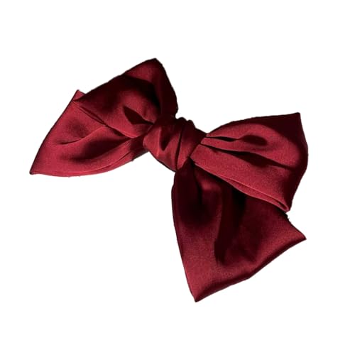 Qiantull Schleife Haarspange Haarschleifen Clip Haarklammern Große Schleife Haarspangen Satin Stoff Haarschleife Haarnadeln Satinbandschleifen Haarschmuck für Frauen Mädchen Weinrot von Qiantull