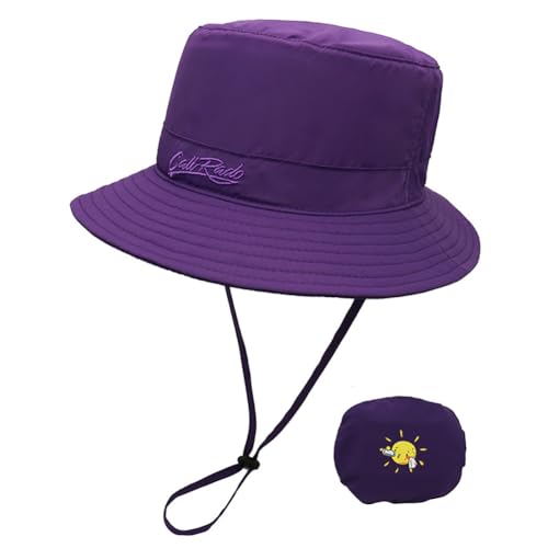 Qiantull Sonnenhut Kinder UPF 50+ UV-Schutz Atmungsaktiv Fischerhut Faltbar Baby Sun Hat Strandhut Outdoor Quick Drying Sommer Campinghut mit Aufbewahrungstasche für Junge Mädchen(50-54cm) Lila von Qiantull