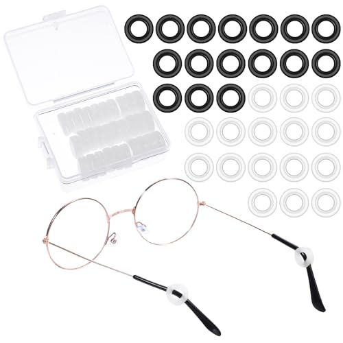 Qianyu 16 Paar Antirutsch Silikon Brillen Ohrpolster Ring Weiche Brillen Halterung Transparent Brillenhalter Eye Glas Ohr Greifer Gläser Ohr Pads Zubehör (Schwarz+Transparent) von Qianyu