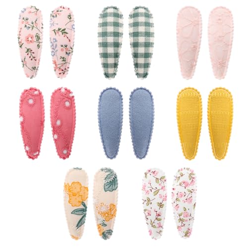Qianyu 16 Stück Haarspangen Mädchen Rutschfeste Süße Blumenmuster Haarspangen Haarstyling Accessoires Stoff Umwickelt Metall-Haarnadeln für Kleinkinder Kinder Damen Haarschmuck Zubehör von Qianyu