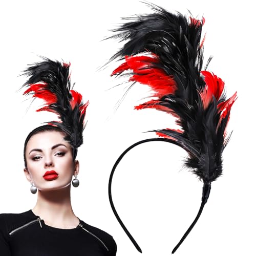 Qianyu 1920er Jahre Feder Fascinator Stirnband für Damen Kentucky Kopfbedeckung Gatsby Derby Hut Fascinator Hut für Teeparty Cocktail Hochzeit von Qianyu