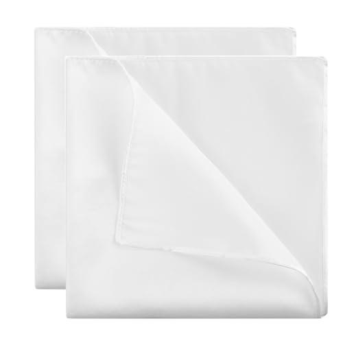 Qianyu 2 Stück Einstecktuch Weiss Stofftaschentuch Weiß Einstecktuch Solide Stofftaschentücher in Einfarbig Herren Taschentücher Ausgewählte Weiche Taschentücher Anzug Handtuch für Männer Herren von Qianyu