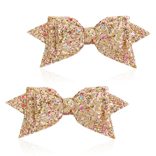 Qianyu 2 Stück Goldene Haarschleifen Clips Süße Glänzende Haarspangen Haarnadel Große Schleifen für Frauen, Weihnachten, Neujahr Qianyu 2 Stück Goldene Haarschleifen Clips Süße Glänzende Haarspangen Haarnadel Große Schleifen für Frauen, Weihnachten, Neujahr von Qianyu