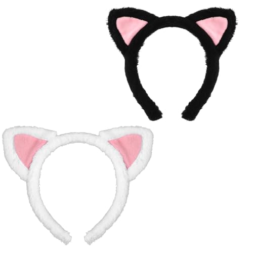 Qianyu 2 Stück wendbare Pailletten-Katzenohren Stirnband Glitzer Katze Haarbänder Glänzend Niedlich Kitty Stirnband Haar Metall Hoop Halloween Haarschmuck (Set 3) von Qianyu