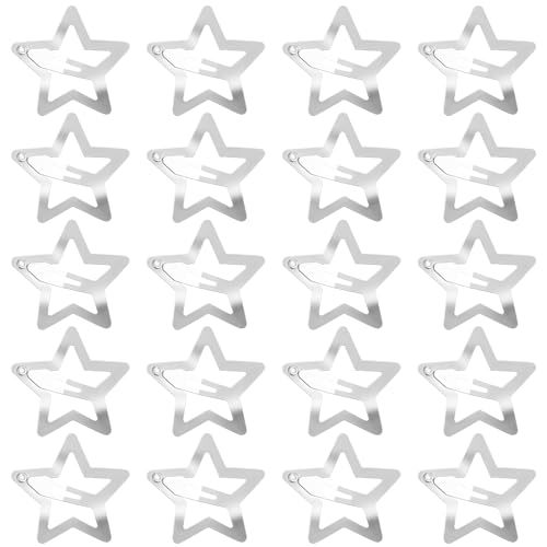 Qianyu 20 Stück Stern Haarspangen Silber Rutschfest Pentagramm Sterne Haarspangen rutschfeste Metallstern Snap Kopfschmuck Stern Haarklemmen Retro Haarschmuck für Frauen Mädchen von Qianyu