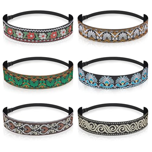 Qianyu 6 Stück Haarbänder Damen Weiches Workout Yoga Übung Stirnband Retro Dehnbare Verstellbare Schweiß Wicking Rutschfeste Haarbänder für Frauen Haar Teenager Kinder Party Haar Accessoires von Qianyu