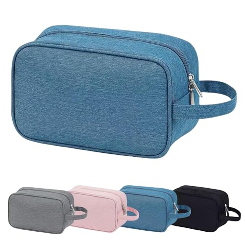 Qiaogle Kulturbeutel, wasserabweisend, Kulturbeutel, Reisetasche, Badezimmer, Fitnessstudio, Kulturbeutel, Duschtasche, große Reise-Make-up-Tasche für Damen und Herren, blau, Kulturbeutel von Qiaogle