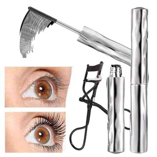 Wasserdichte Mascara | 2 Stück Verlängernde Und Voluminöse Mascara,Wimpern Dramatischer Natürlicher Look mit Curler für Alltag Arbeit Party Abend Date Frauen Mädchen von Qiaonan
