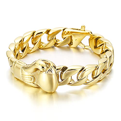 15 mm Panzerkette für Herren, kubanische Gliederkette, Boxer, Handschuh, Punk, Hiphop, Titan, Edelstahl, Fahrradarmbänder, Schmuck, poliert, Edelstahl, kein Edelstein, von Qiaonitu