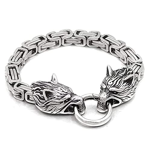 Nordic Vikings Keltischer Wolfskopf Armbänder Herren Damen Edelstahl Oding Wolf Armreifen Amulett Gold Byzantinische Königskette Rock Schmuck, Edelstahl, Kein Edelstein, von Qiaonitu