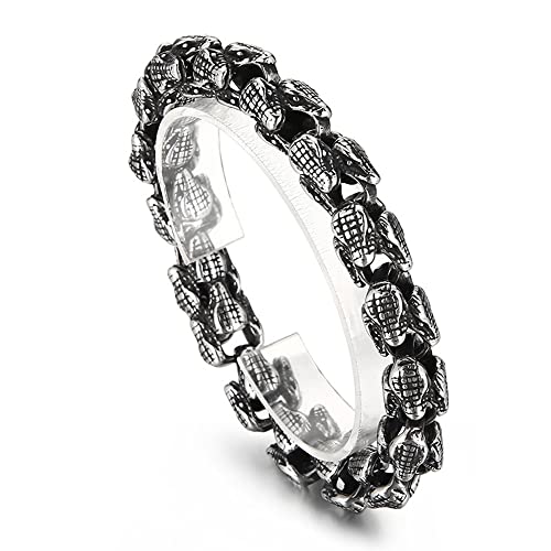Qiaonitu 12 mm Punk Vintage Herren Wolf Schlangenkette Armband matt gebürstet schwarz Edelstahl Hiphop Bike Biker Löwe Armband Armreif Schmuck (Schlange, 22 cm) von Qiaonitu