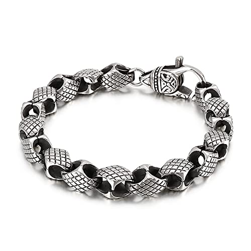 Qiaonitu 14 mm Punk-Retro-Totem-Armband für Herren, Hiphop, 316L-Edelstahl, Biker-Armreif, Schmuck, Party-Zubehör, Edelstahl, kein Edelstein von Qiaonitu