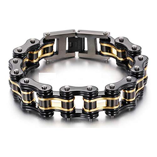 Qiaonitu Herren-Fahrrad-Armband, Edelstahl, Biker-Gliederkette, Armband, Motorrad-Armreif, 18 - 24 cm, Einheitsgröße, Stahl, kein Edelstein von Qiaonitu