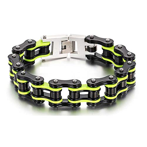 Qiaonitu Herren-Fahrrad-Armband, Edelstahl, Biker-Gliederkette, Armband, Motorrad-Armreif, 18 - 24 cm, One Size, stahl, Kein Edelstein von Qiaonitu
