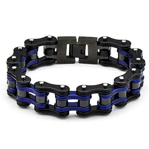 Qiaonitu Jewelry Schweres Herren-Armband aus Edelstahl, für Motorrad, Fahrrad, Biker, Fahrrad, zweifarbig, hochglanzpoliert, 18–24 cm, 24 cm, Legierter Stahl, Achat von Qiaonitu