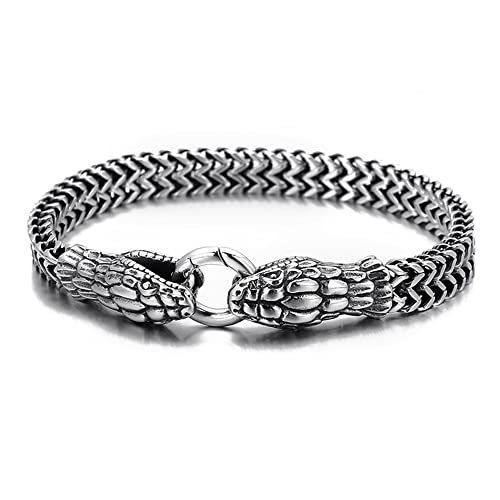 Qiaonitu Punk Rock Goth Herren Damen Fahrrad Schlangenarmbänder Vintage Goldfarbe Edelstahl Charm Armband Armreif HipHop Schmuck 19 cm Edelstahl ohne Edelstein von Qiaonitu