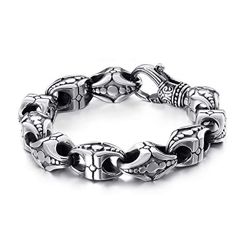 Qiaonitu Punk Vintage Kreuz Armband Hiphop Herren Edelstahl Charm Totem Biker Armband Schwerer Chunky Armreif Schmuck ... (Totem 23 cm) von Qiaonitu