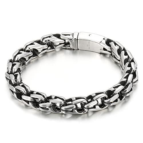 Qiaonitu Punk Vintage Totem kubanische Gliederkette Armband Hiphop Edelstahl Herren Fahrrad Biker Charm Armbänder Armreif Schmuck, 21,5 cm, Edelstahl, kein Edelstein von Qiaonitu