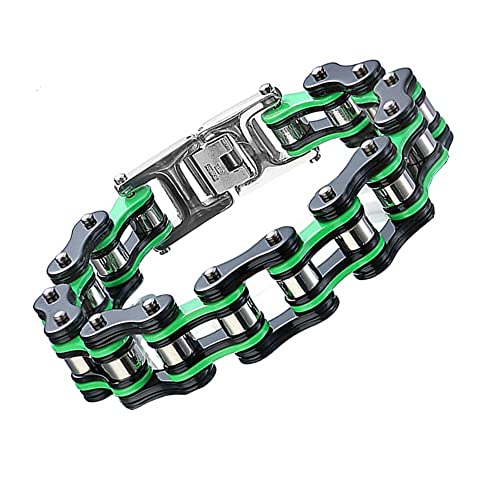 Qiaonitu Schweres Herren-Armband aus Edelstahl, für Fahrrad, Biker, Motorrad, Schwarz, Orange, Gelb, hochglanzpoliert, 22cm, Edelstahl, Nein von Qiaonitu