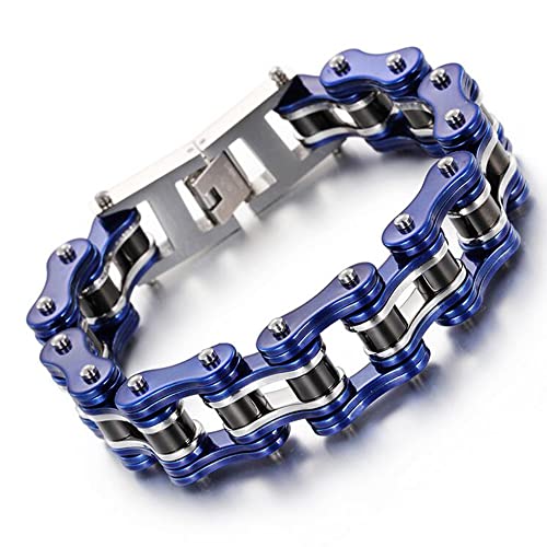Qiaonitu Schweres Herren-Armband aus Edelstahl, für Fahrrad, Biker, Motorrad, Schwarz, Orange, Gelb, hochglanzpoliert, Einheitsgröße, Edelstahl, Nein von Qiaonitu