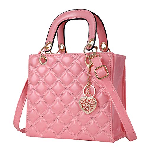 Qiayime Gesteppte Handtasche und börsen für Damen, modische Designer-Umhängetasche, PU-Leder, Pink (rose), Large von Qiayime