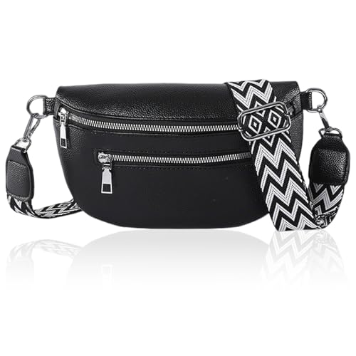 Qiblaou Beuteltasche Damen Umhängetasche Klein Schwarz, Off-white Kleine Handtasche Damen Veganes Leder Handtasche, Handtaschen, Brusttaschen, Reisetaschen für Damen von Qiblaou
