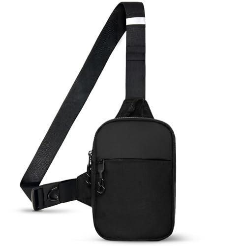 Mini-Schultertasche für Damen und Herren, kleiner Crossbody-Rucksack, Bauchtasche, persönliche Tasche, lässige Handy-Brusttasche, Schwarz – Mini (L x B x H = 13 x 3 x 19 cm), Mini (L*W*H = von Qidelong