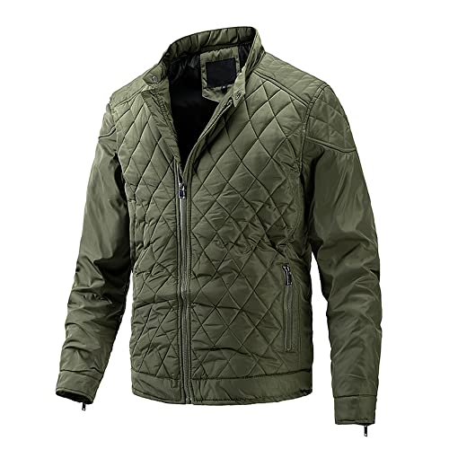 Qienjn Übergangsjacke Herren Basic Einfache Mode Einfarbig Klassische Herren Jacke Und Winter Neue Dünn Gemütlich Herren Motorradjacke C-Green XL von Qienjn