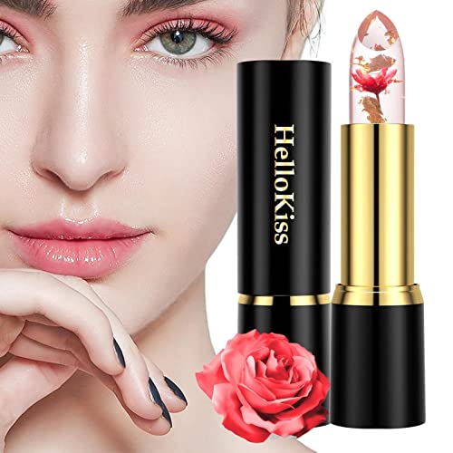 Blumengelee-Lippenstift | Glänzender, farbwechselnder Lippenstift | Tragbarer pH-Temperatur-Gelee-Lippenbalsam, feuchtigkeitsspendender, getönter Lipgloss für Frauen, Mädchen, Qihuyi von Qihuyi