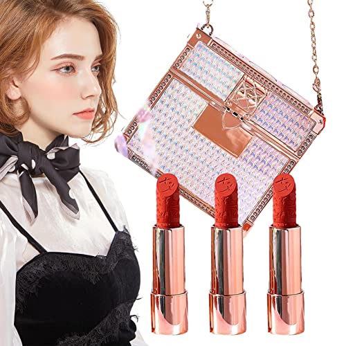 Lippenstift-Set matt langanhaltend, Mix Color Chain Bag Samt-Matt-Lippenstift, Antihaft-feuchtigkeitsspendender Lippenstift, Lip Crayon, Make-up-Geschenkset für Frauen und Mädchen von Qihuyi